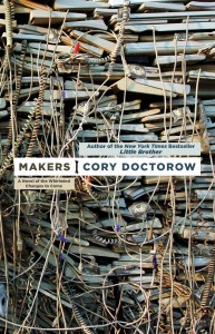 The book cover of Makers by Cory Doctorow, featuring piles and piles of old computer paraphernalia.