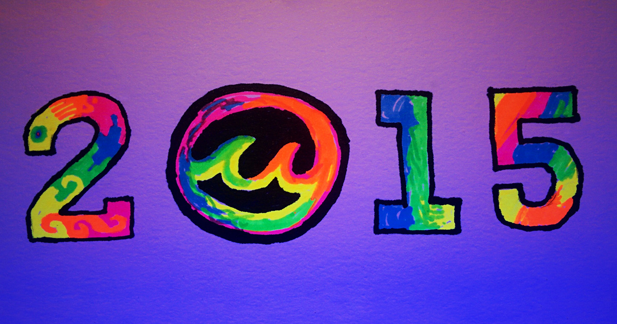 2015 with the Malcolm Ocean logo as the zero, illustrated by hand in markers