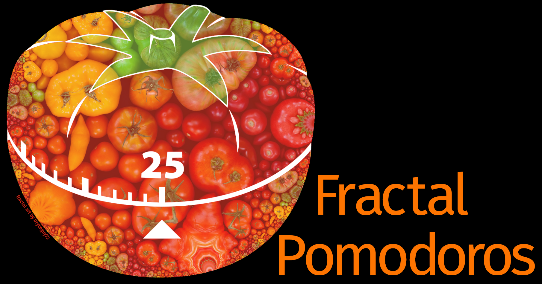 A pomodoro icon composed of an image of hyperbolically tiled tomatos (technically not a fractal, but evocative)